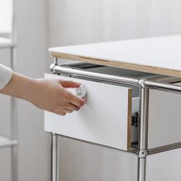 this image stands for: woman opening a drawer