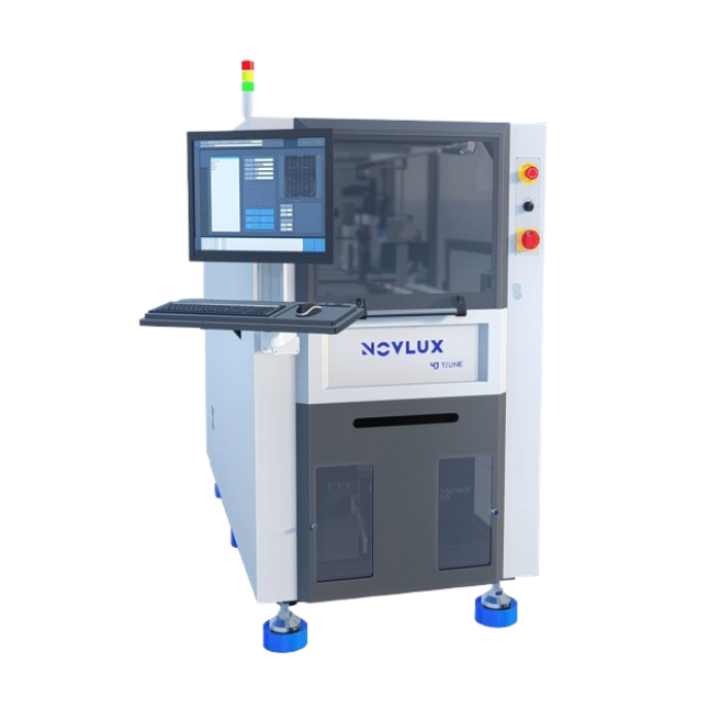 Laser Marking Machine engraves 1D/2D barcodes, logos, and characters on the surface of a PCB or an object without physical or chemical damage. The laser head performs it’s marking by adjusting its own height in the Z axis according to the height of the object.