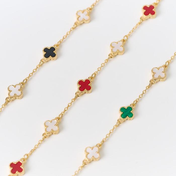 gold chain with flower charms