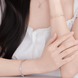 woman wearing silver bracelet