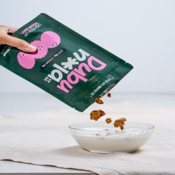 A light and wholesome grain-free granola packed with nutritious soy protein.