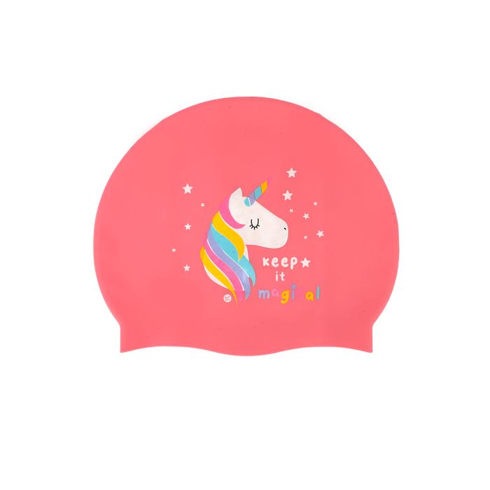 Unicorn Pink Silicone Kids Swim Cap