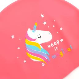 Unicorn Pink Silicone Kids Swim Cap