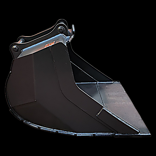 Side profile of QS60 grading bucket with reinforced side plates and optimized shape