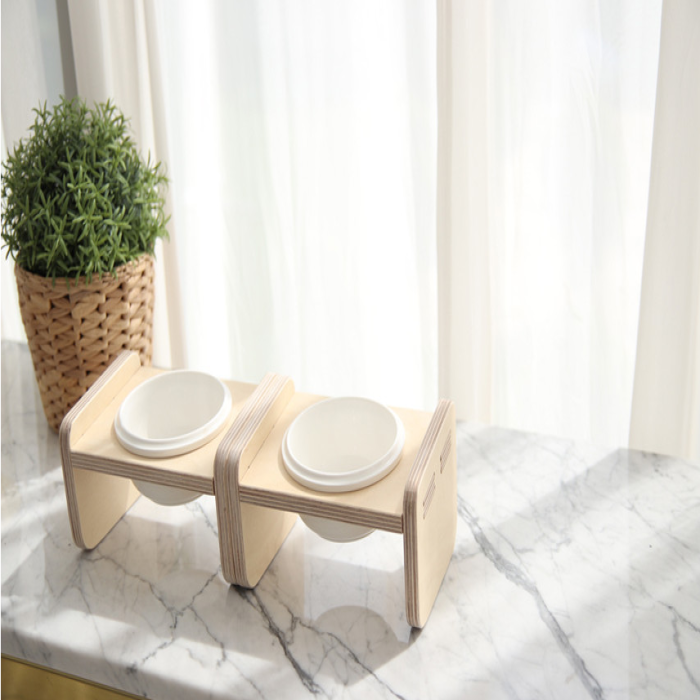 Dog and cat wooden food and snack bowls