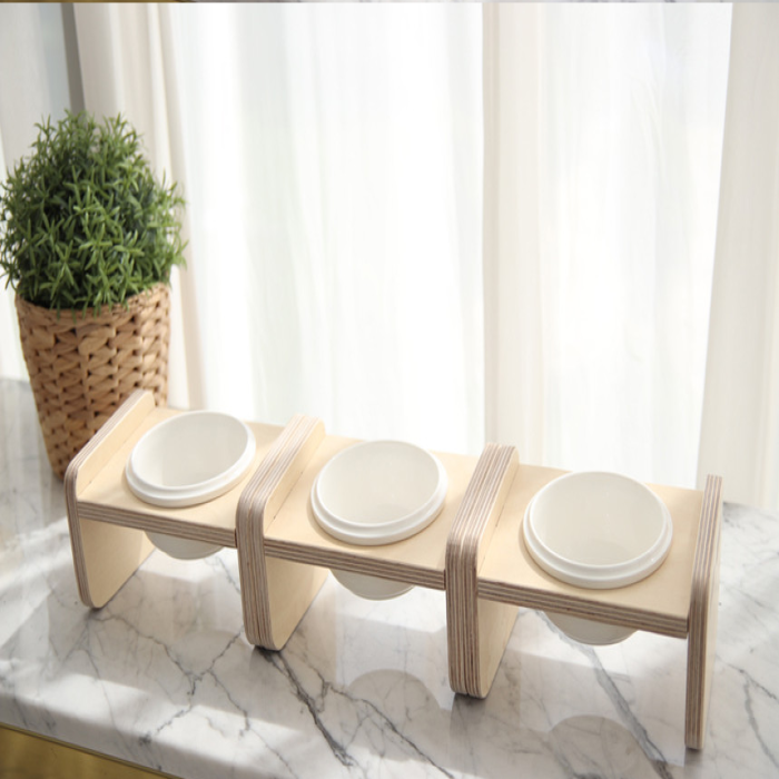 Dog and cat wooden food and snack bowls