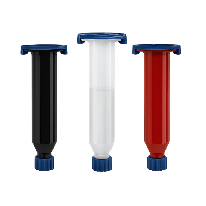 COFA adhesive solutions by AENON, including epoxy, UV cure, and dual cure syringes