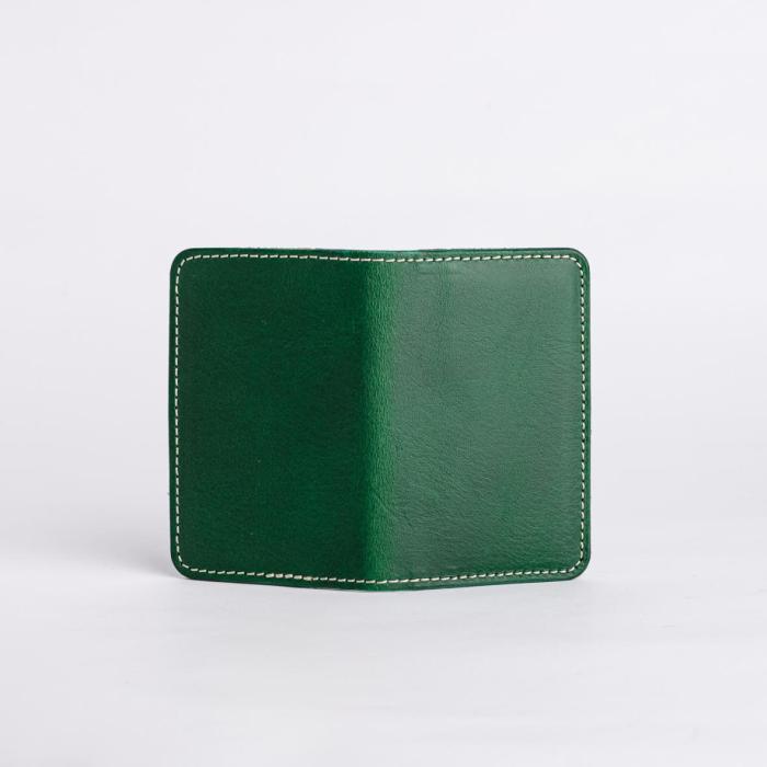 green leather wallet