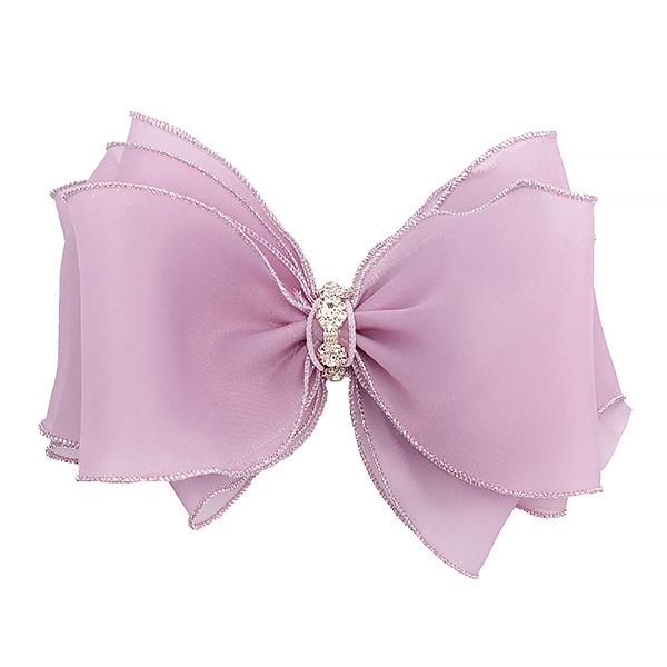 Purple Chiffon Crystal Point Automatic Hair Clip