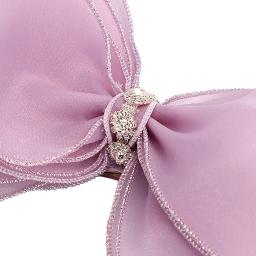 Purple Chiffon Crystal Point Automatic Hair Clip