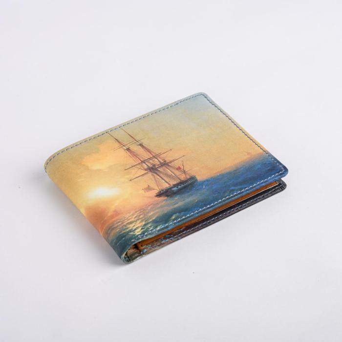 Genuine Leather Art Bifold Wallet (Fishermen on the Coast of the Sea ...