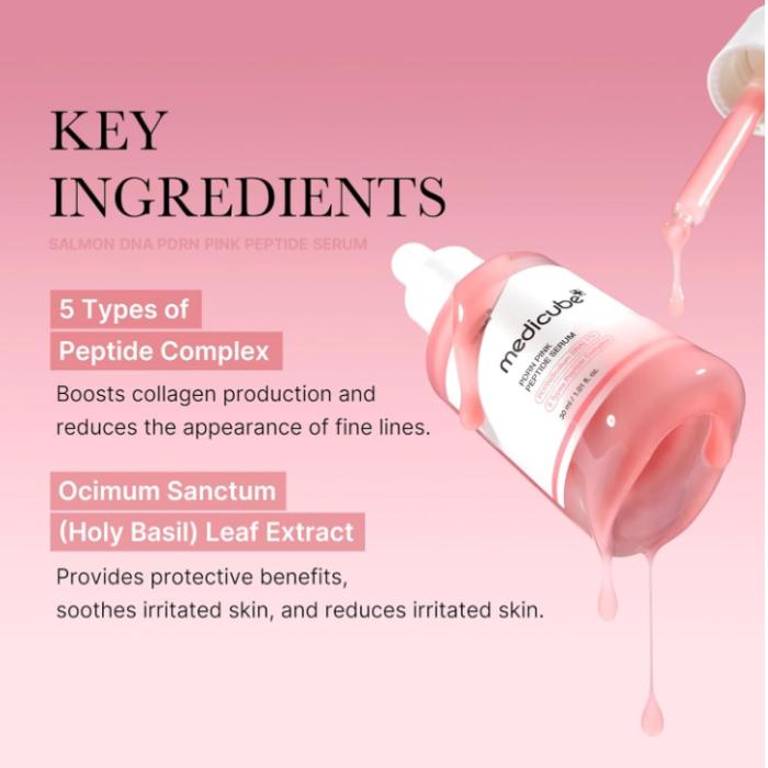 Medicube Salmon DNA PDRN Pink Peptide Serum, Pink glow serum 1.01 fl.oz