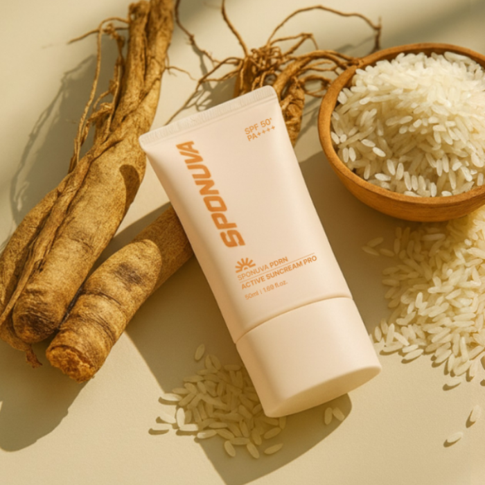 SPONUVA PDRN ACTIVE SUNCREAM PRO, clearly labeled with SPF 50+ PA++++ and 50ml (1.69 fl.oz.)