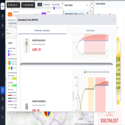 A detailed product stock analysis screen within mofl's platform. It provides camera-free shelf estimation using transaction data alone, removing the need for additional hardware.