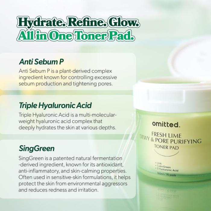 fresh lime dewy and pore purifying toner pad