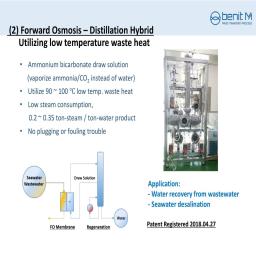 Forward Osmosis – Distillation Hybrid Utilizing low temperature waste heat