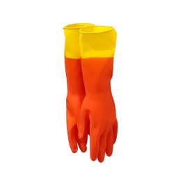 orange and yellow rubber gloves