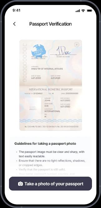 Passport is scanned for eKYC data.
