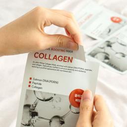 An ultra-fitting Collagen Mask, enriched with salmon DNA(PDRN), peptides, and collagen, meticulously to enhance elasticity and resilience, restoring a youthful appearance with revitalized skin.