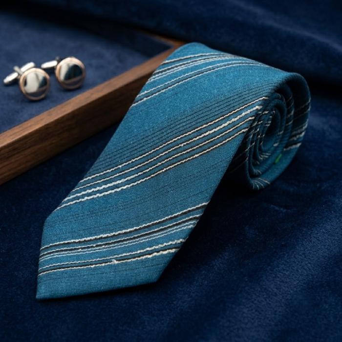 blue striped silk tie