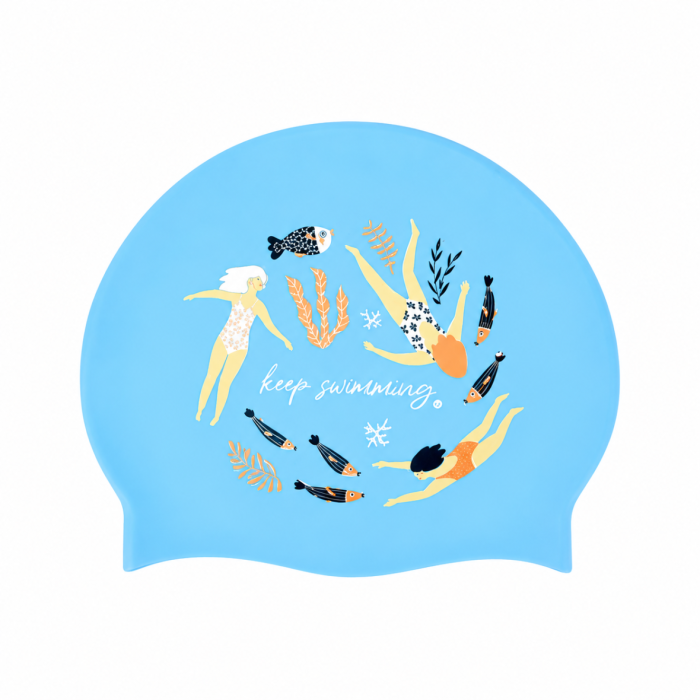KEEP SWIMMING - Swimming Girls Silicone Swim Cap
