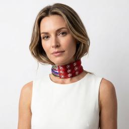 [British Museum Gift Shop Collection] Korean Hangul Twill Silk Scarf Red