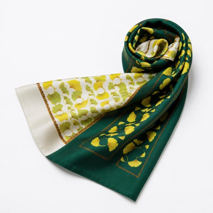 [British Museum Gift Shop Collection] Ginko Leaf Twilly Scarf (3colors)
