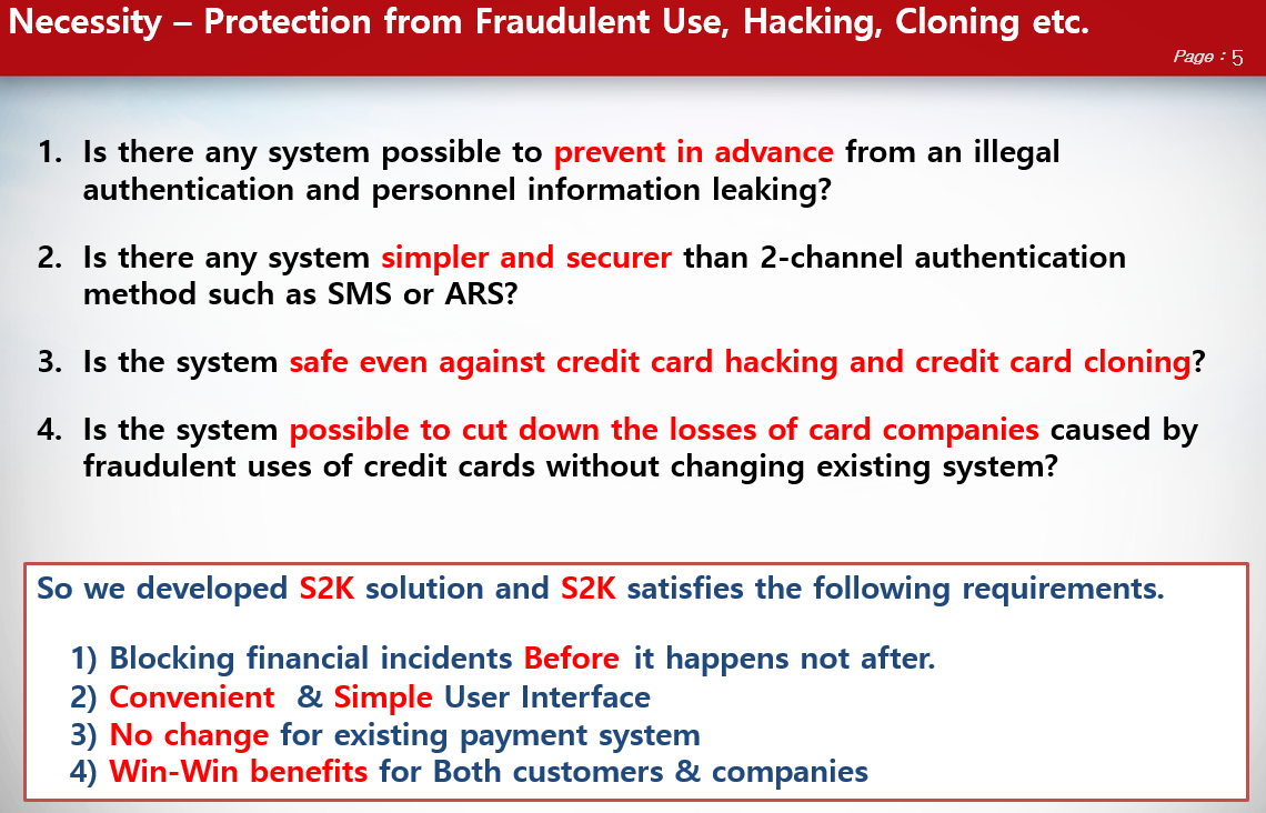 Necessity – Protection from Fraudulent Use, Hacking, Cloning etc